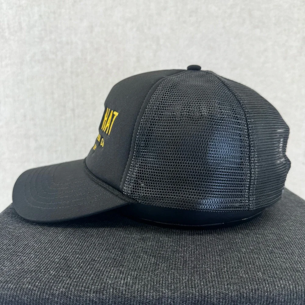 Cowboy Trucker Hat Black Adult Mesh Snapback Yellow Embroidered Sendero Co